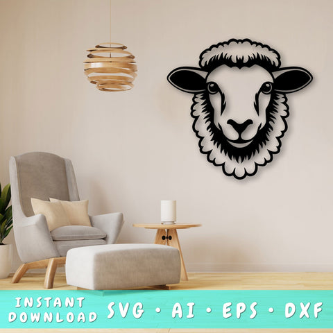 Sheep Laser SVG Cut File, Sheep Glowforge File, Sheep DXF, Sheep Wall Art SVG SVG HappyDesignStudio 