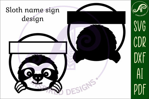 Sloth name sign svg laser cut template SVG APInspireddesigns 