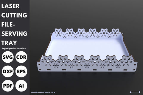 Snowflake Christmas serving tray | laser cut file | svg paper cut | cricut | glowforge file SVG tofigh4lang 