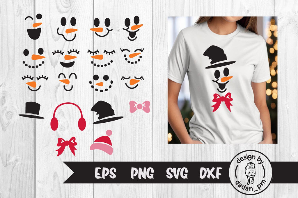 Snowman face svg, christmas snowman svg - So Fontsy