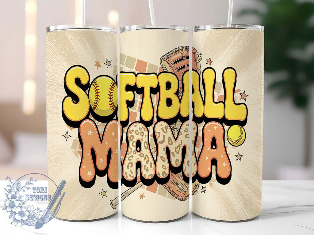 Softball Mom 3D Wrap Tumbler Design, 3D Softball Wrap Design, 20oz ...
