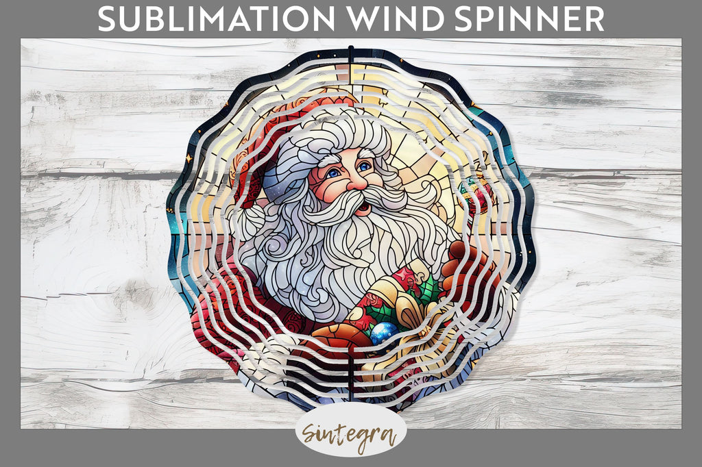 Stained Glass Santa Claus Wind Spinner Sublimation - So Fontsy