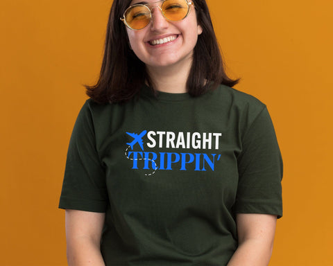 Straight Trippin' Travel Vector T-shirt Design in Ai Svg Png Files, Vacation svg, Airport Airplane svg, Trip T shirt, Trip Svg SVG DesignDestine 