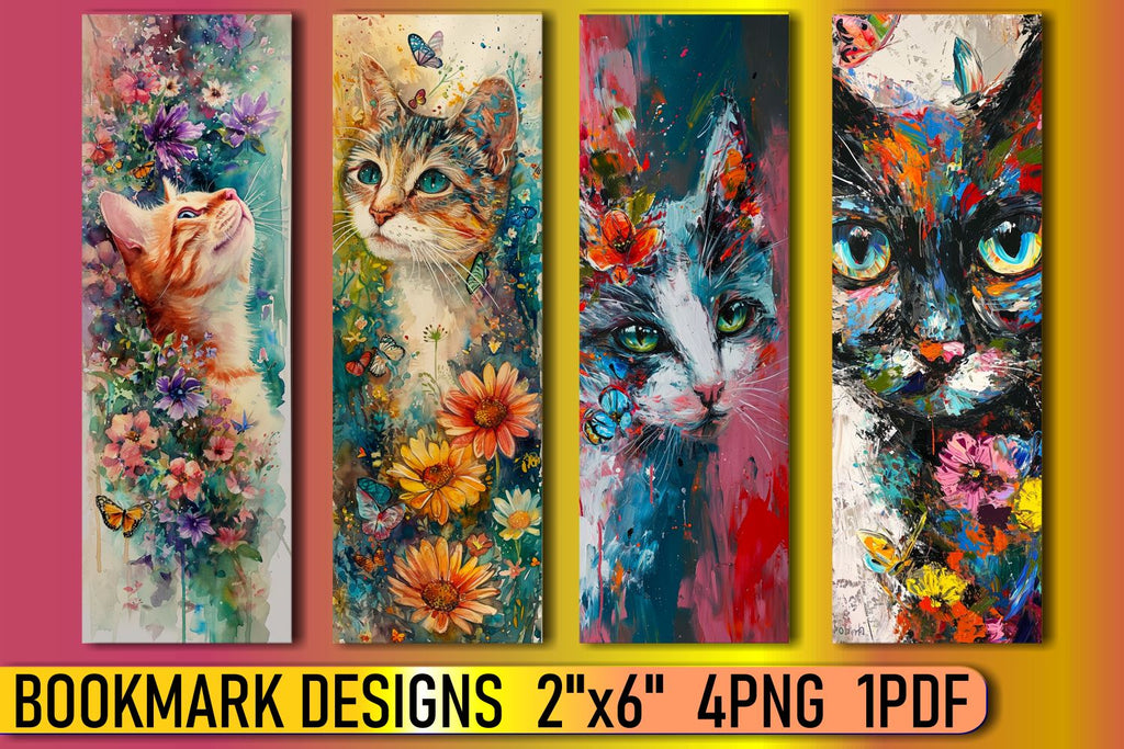 Sublimation-Ready Watercolor Kitty Bookmarks - So Fontsy