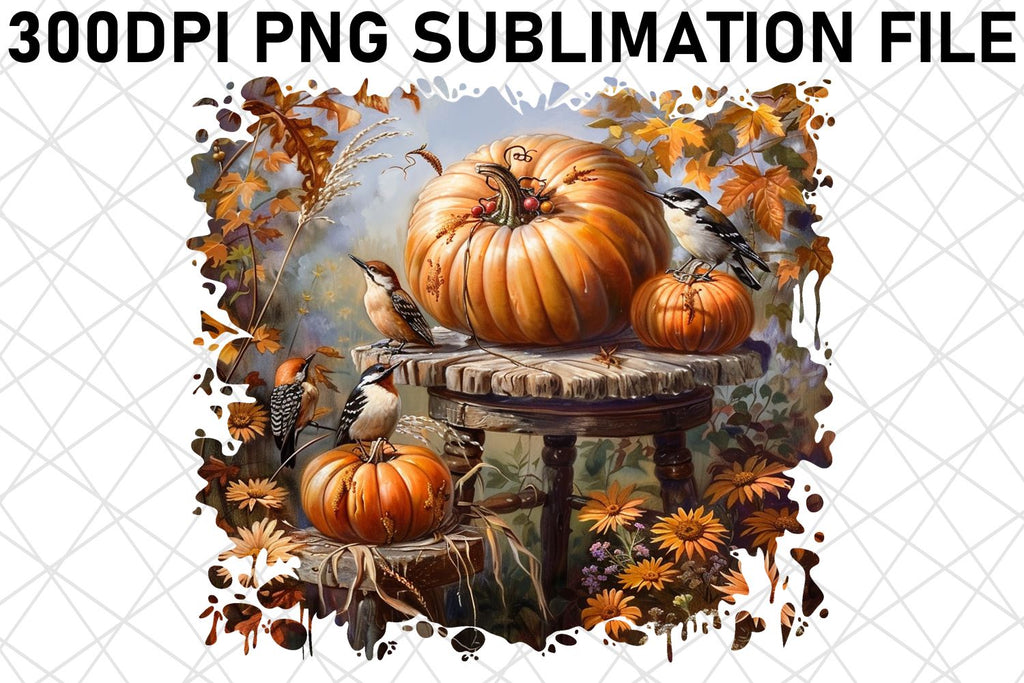 Sublimation Watercolor Print Autumn Scene PNG - So Fontsy