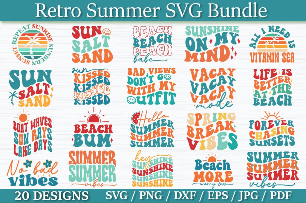 Summer Retro svg Bundle, Beach Svg, Summertime svg, Funny Beach Quotes ...