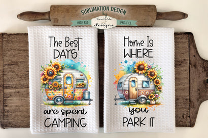 Sunflower Camper Sublimation Kitchen Towel Designs - Camping Designs Sublimation Ewe-N-Me Designs 