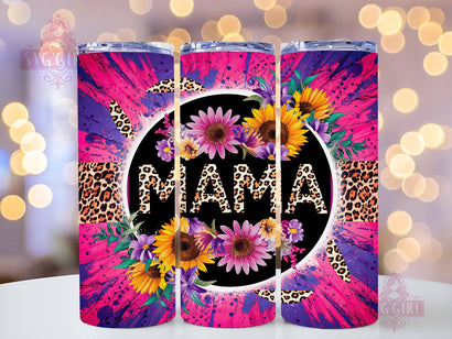 Sunflowers Mama 20oz Tumbler Wrap Sublimation Design, Straight Tapered Tumbler Wrap, Leopard Mama Tumbler Png, Instant Digital Download Sublimation SvggirlplusArt 