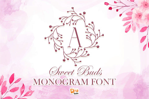 Sweet Buds Monogram Font Dm Letter Studio