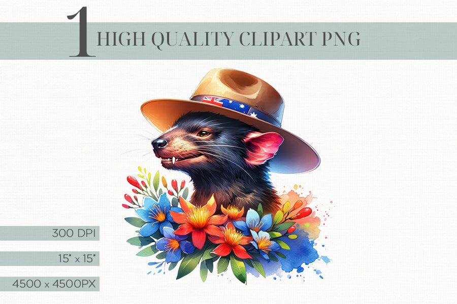 Tasmanian Devil Clipart, Cute Australian Animal Illustration - So Fontsy