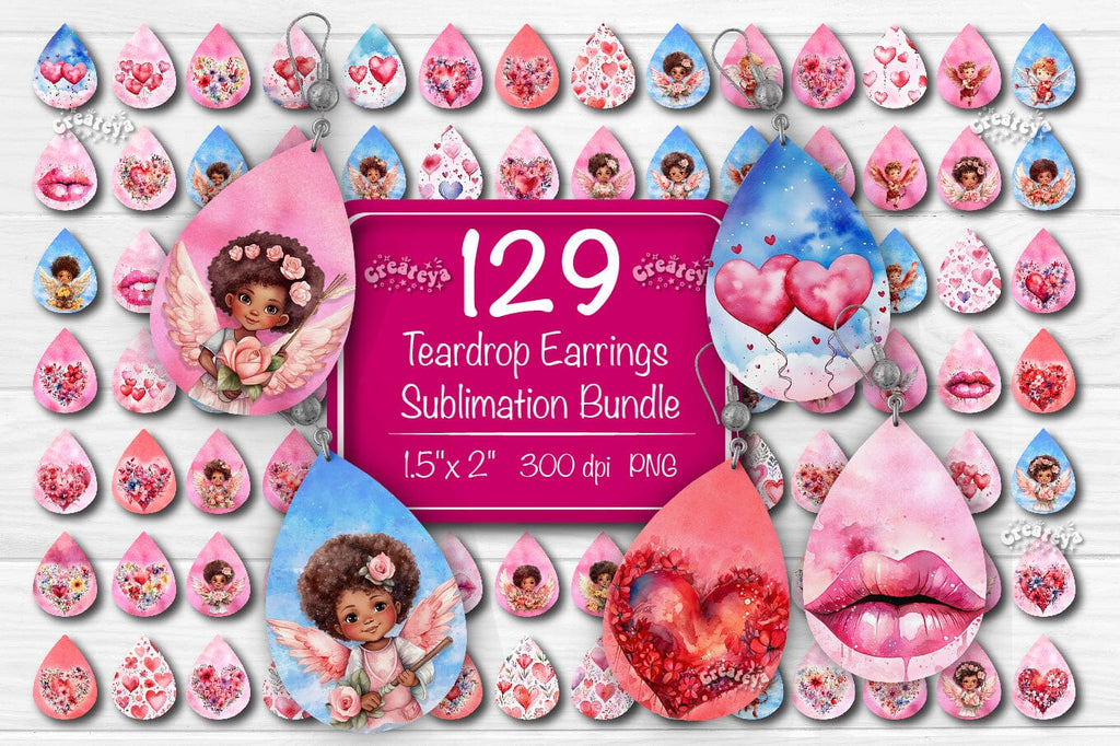 Valentines Earrings design Teardrop Earring sublimation By