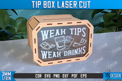 Tip Box Laser Cut Design Bundle | Money Box Template Laser Cut | Funny Quotes SVG Fly Design 