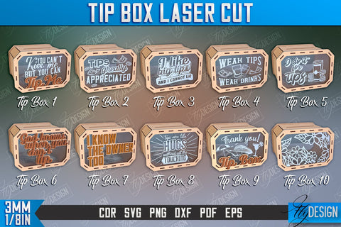 Tip Box Laser Cut Design Bundle | Money Box Template Laser Cut | Funny Quotes SVG Fly Design 