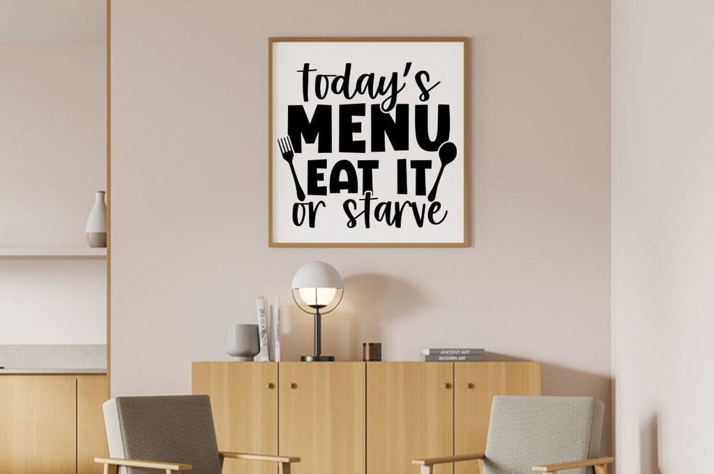 Targa Decorativa In Metallo Vintage 'Today's Menu – Eat It Or Starve', 20x30 Cm, Per Bar E Cucina - 3
