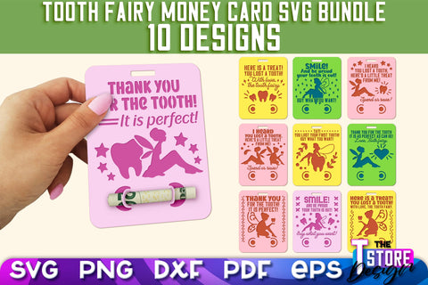 Tooth Fairy Money Holder | Money Card Laser Cut Design | Greeting Cards SVG The T Store Design 
