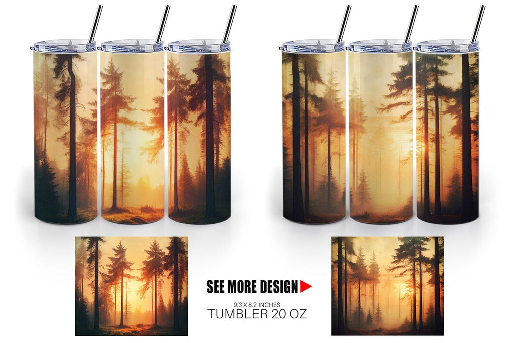 Tumbler Wrap Vintage Forest Sunset - So Fontsy