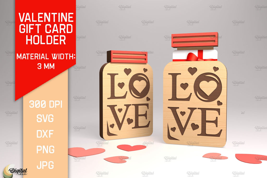 Valentine's Day Gift Card Holder. 3D Laser Cut. Love SVG - So Fontsy