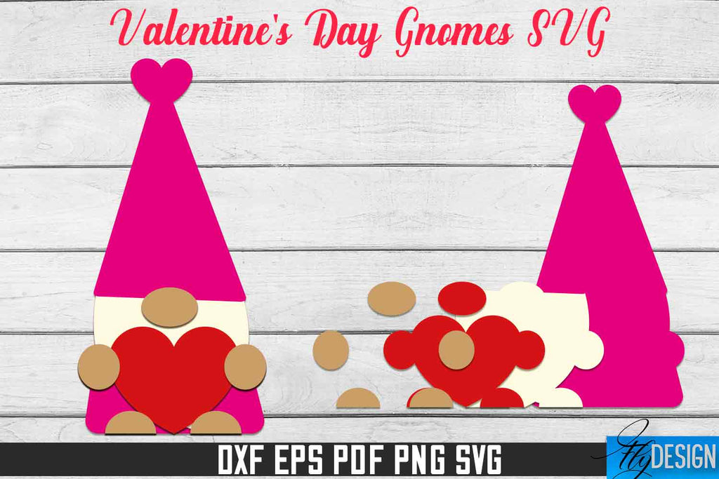 Valentine's Day Gnomes SVG | Paper Cut Design | SVG File - So Fontsy