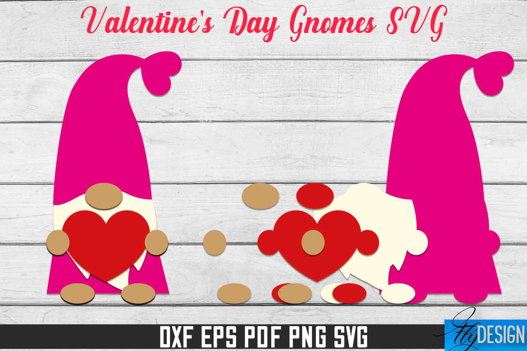 Valentine's Day Gnomes SVG | Paper Cut Design | SVG File - So Fontsy