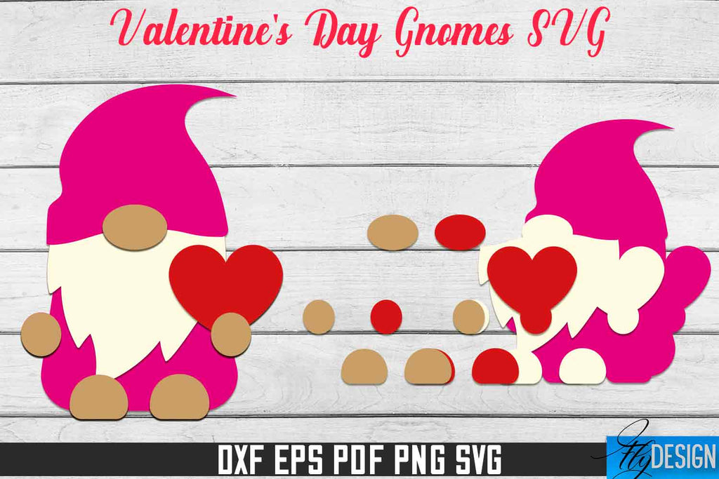 Valentine's Day Gnomes SVG | Paper Cut Design | SVG File - So Fontsy