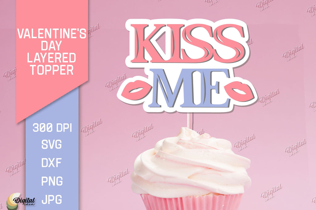 Valentine's Day Layered Topper. Cake Topper Paper Cut - So Fontsy