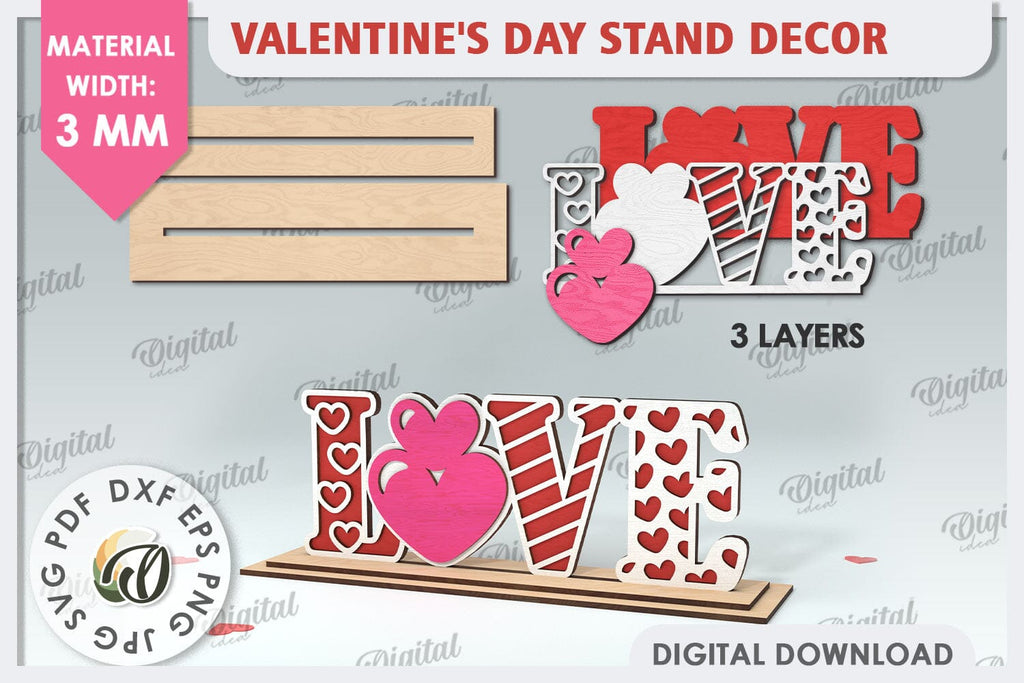 Valentines Day Stand Decor Laser Cut. Valentine Sign SVG - So Fontsy