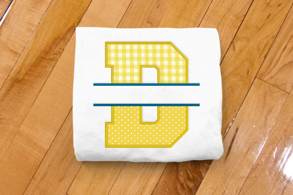 Varsity Letter D Split Applique Embroidery - So Fontsy