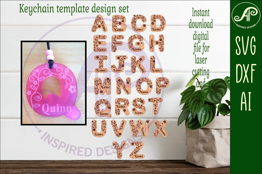 Vine Theme Tag Letter Designs Keychain Digital Svg - So Fontsy