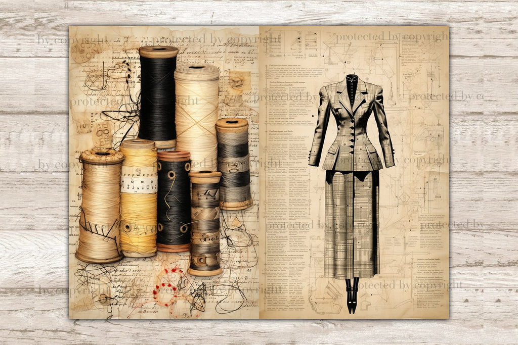 Vintage Sewing Junk Journal Pages | Woman Journal Printable - So Fontsy