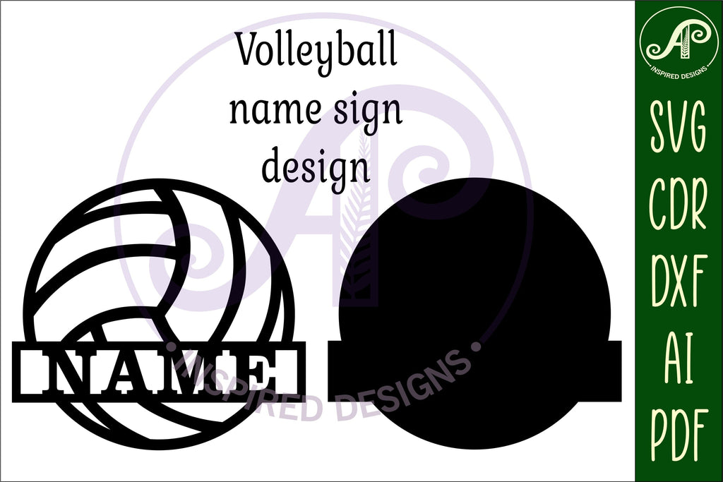 Volley ball Name sign svg laser cut template, wall art - So Fontsy