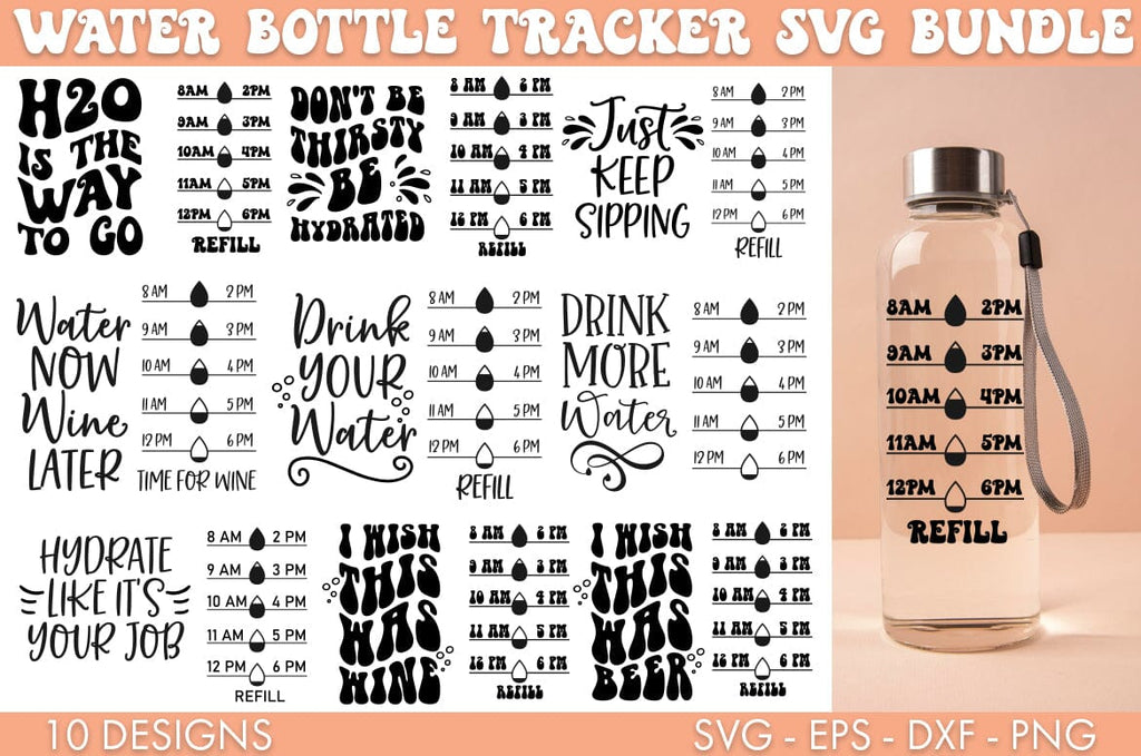 Water Bottle Motivational Tracker (Free Silhouette Cut File