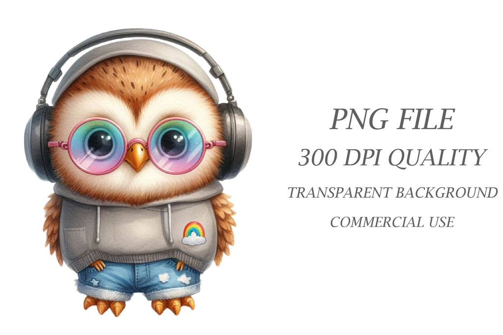 Watercolor Baby Owl Clipart - So Fontsy