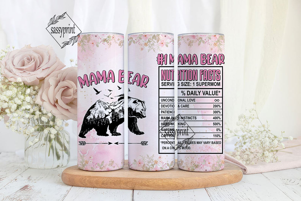 Watercolor Bear Tumbler Wrap, 20 oz Skinny Tumbler, Sublimation Design ...
