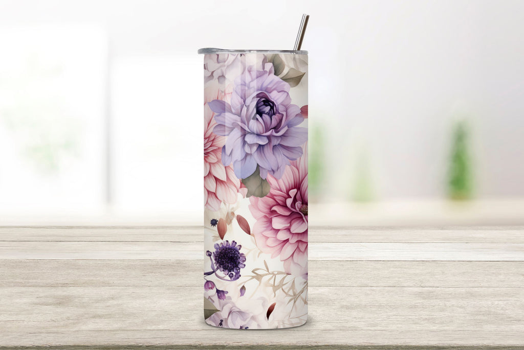 Watercolor Floral Symphony Tumbler Wrap, Seamless PNG Wrap - So Fontsy