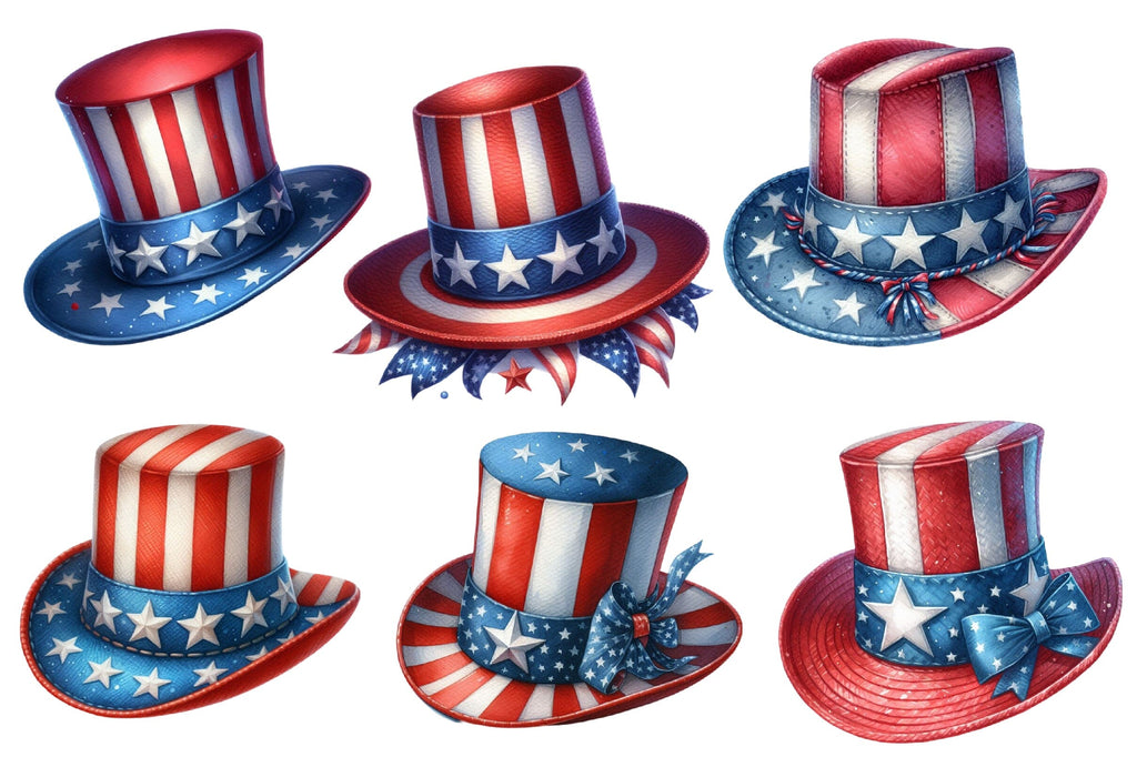 Watercolor Patriotic Hat Clipart - So Fontsy