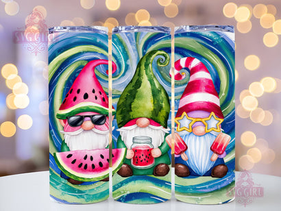 Watermelon Gnomes 20oz Tumbler Wrap Sublimation Design, Straight Tapered Tumbler Wrap, Beach Gnome Tumbler Png, Instant Digital Download Sublimation SvggirlplusArt 