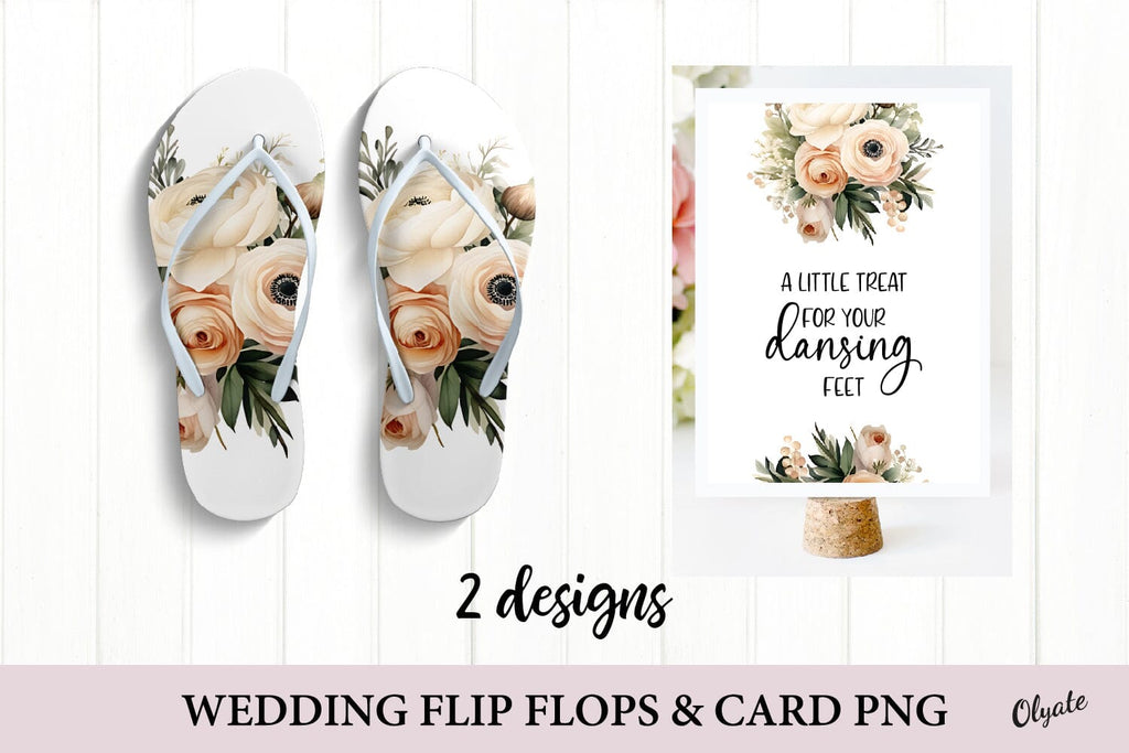 Wedding Flip Flops and Card PNG. Wedding Favor Sublimation PNG - So Fontsy
