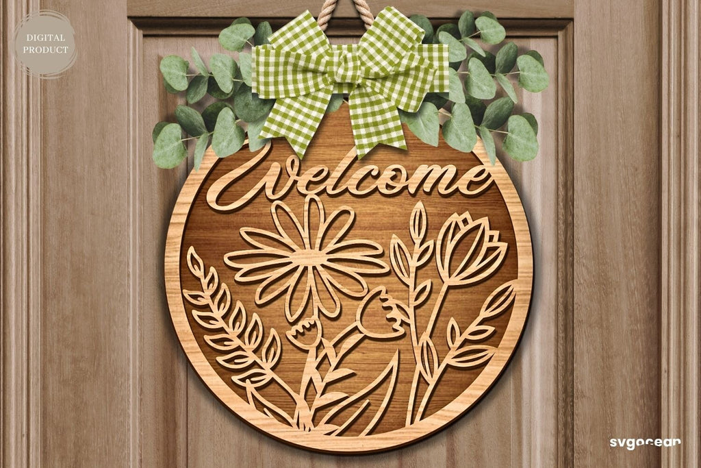 Welcome Floral Door Sign SVG Bundle - So Fontsy
