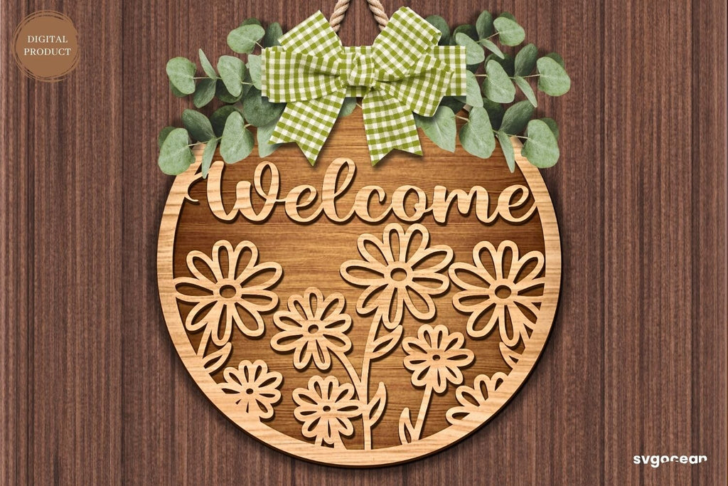 Welcome Floral Door Sign SVG Bundle - So Fontsy
