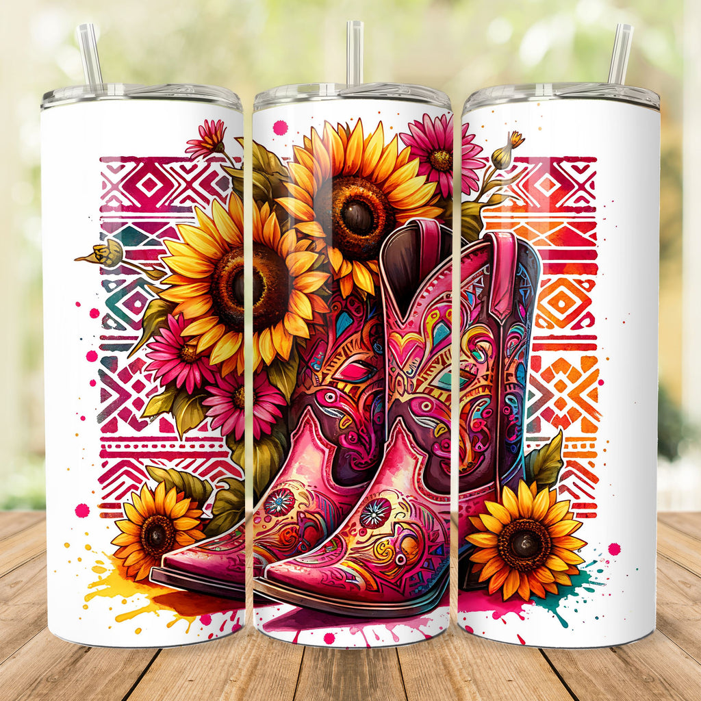 Western Cowgirl Boots Tumbler Wrap, 20 oz Skinny Tumbler Sublimation ...
