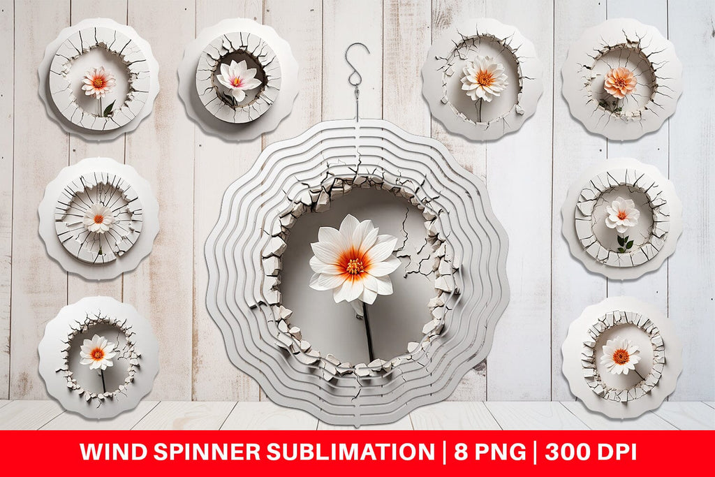 Wind Spinner 3D Flower and Wall Crack - So Fontsy