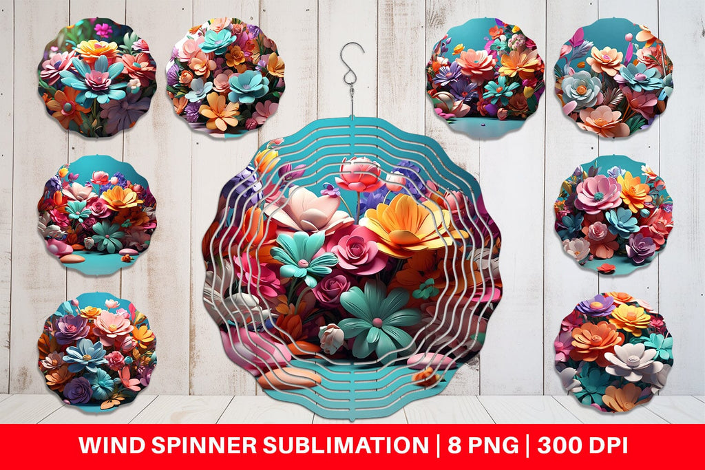 Wind Spinner 3D Flowers Pastel Color - So Fontsy