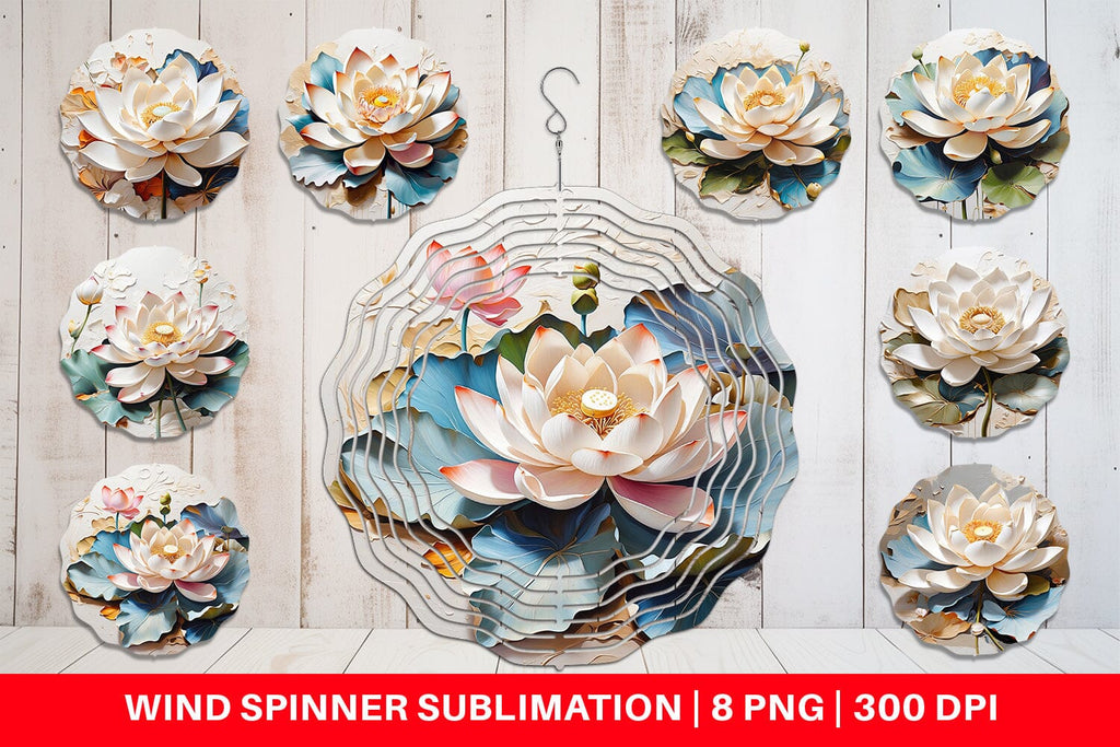 Wind Spinner 3D Lotus Flower Painting - So Fontsy