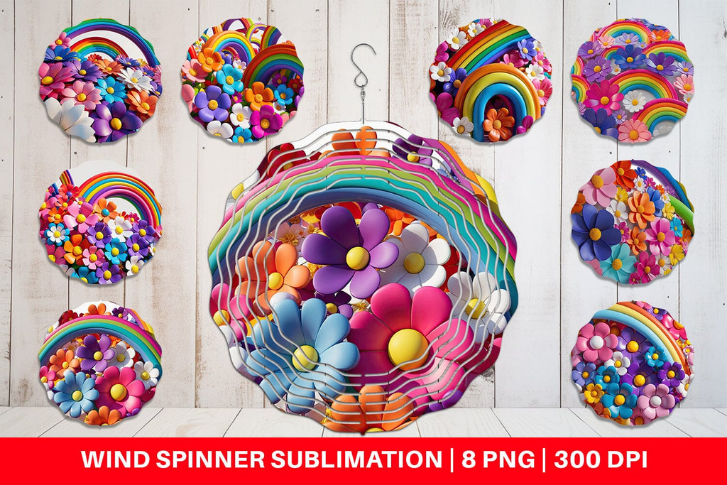 Wind Spinner 3D Rainbow Flower - So Fontsy