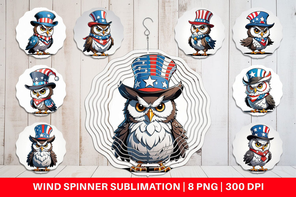 Wind Spinner Patriotic Owl - So Fontsy