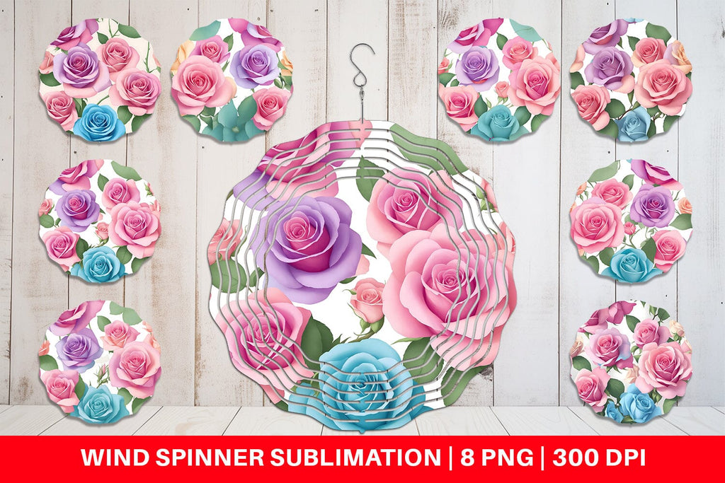 Wind Spinner Roses Flowers Pattern - So Fontsy