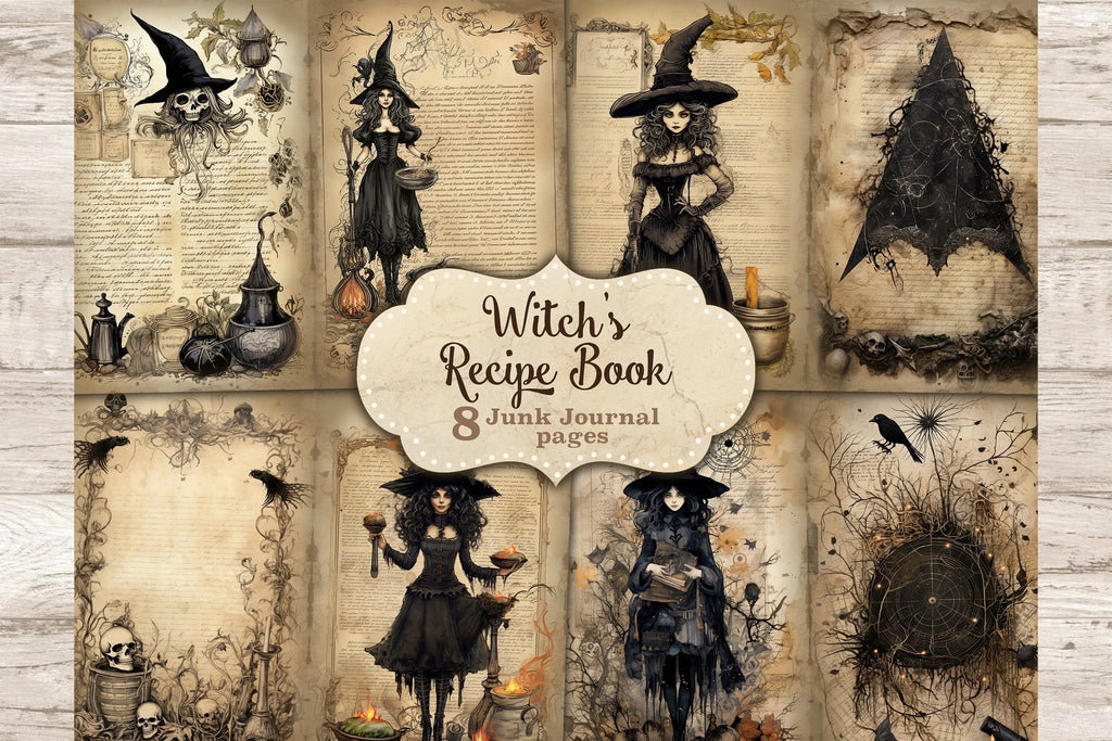 Witch Junk Journal Pages | Recipe Book Ephemera - So Fontsy
