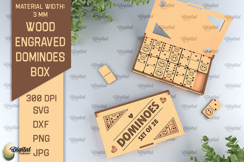Wooden Domino Box Laser Cut. Domino Set With Gift Box SVG SVG Evgenyia Guschina 