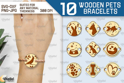 Wooden Pets Bracelets Laser Cut Bundle. Design With Pets SVG SVG Evgenyia Guschina 