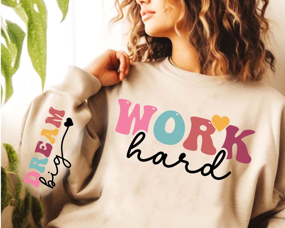 Work Hard Dream Big svg png Distressed, boho inspirational sleeve SVG ...